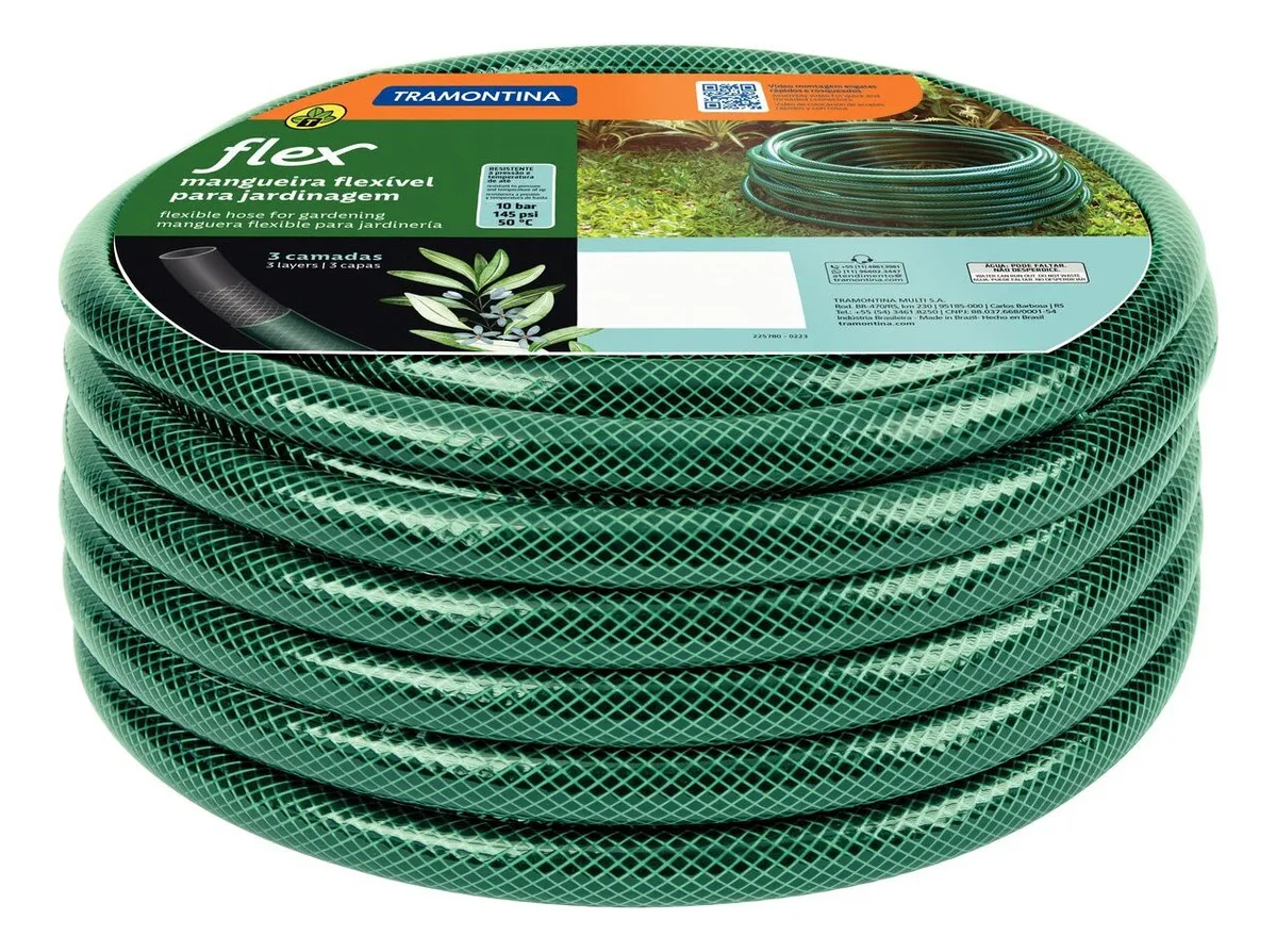 Mangueira Flex Verde em PVC Com 3 Camadas Distintas 30m Tramontina