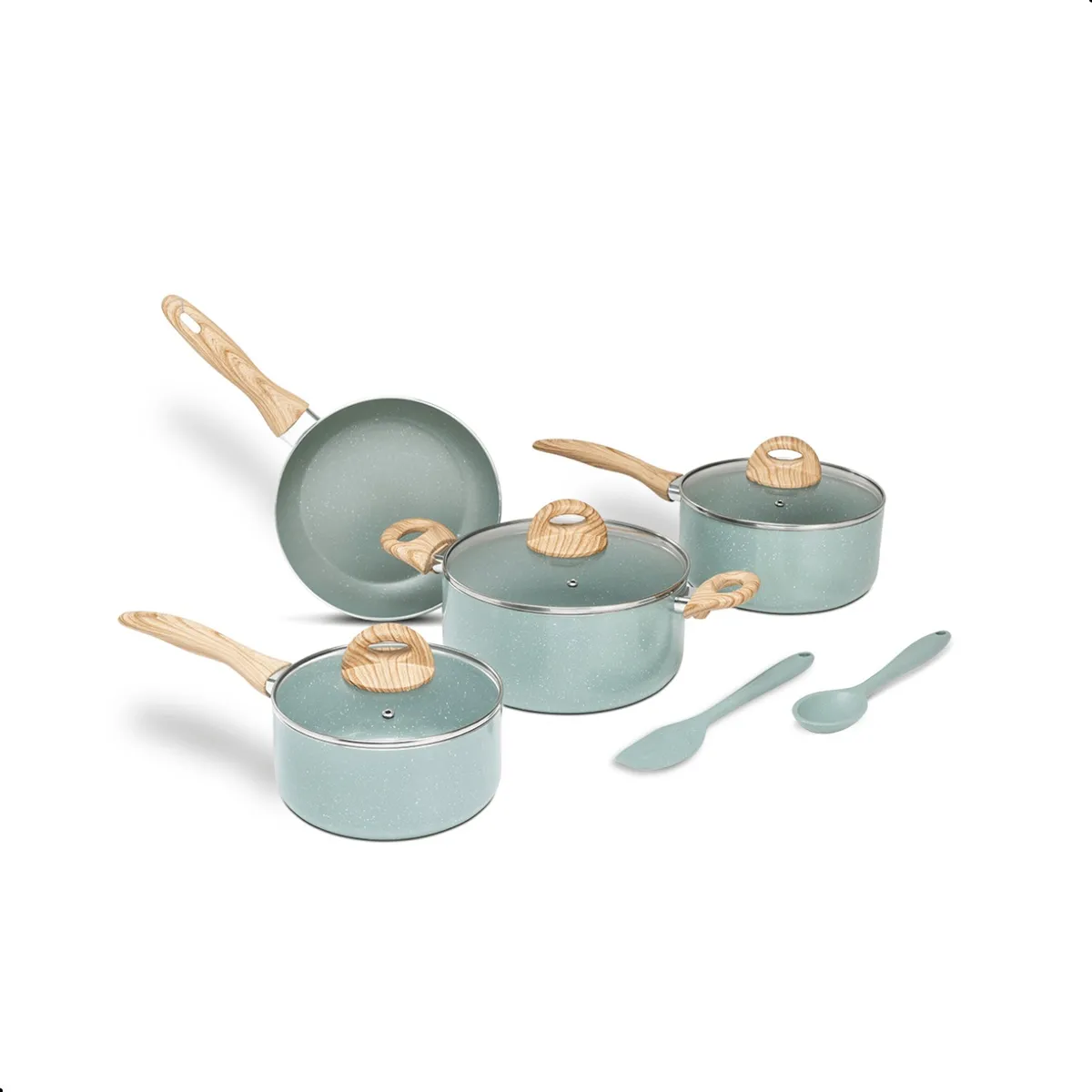 Panelas Brinox Ceramic Life Botanika Fundo de Indução 6Pcs Cor Verde Panelas Brinox Ceramic Life Botanika Fundo de Indução 6Pcs Cor Verde