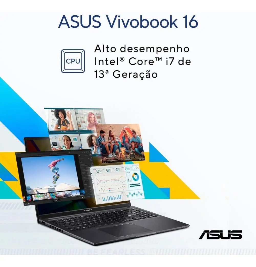 Notebook Asus Vivobook 16 Intel Core I7 1355u 8gb 512ssd Ips Cool Silver Prateado