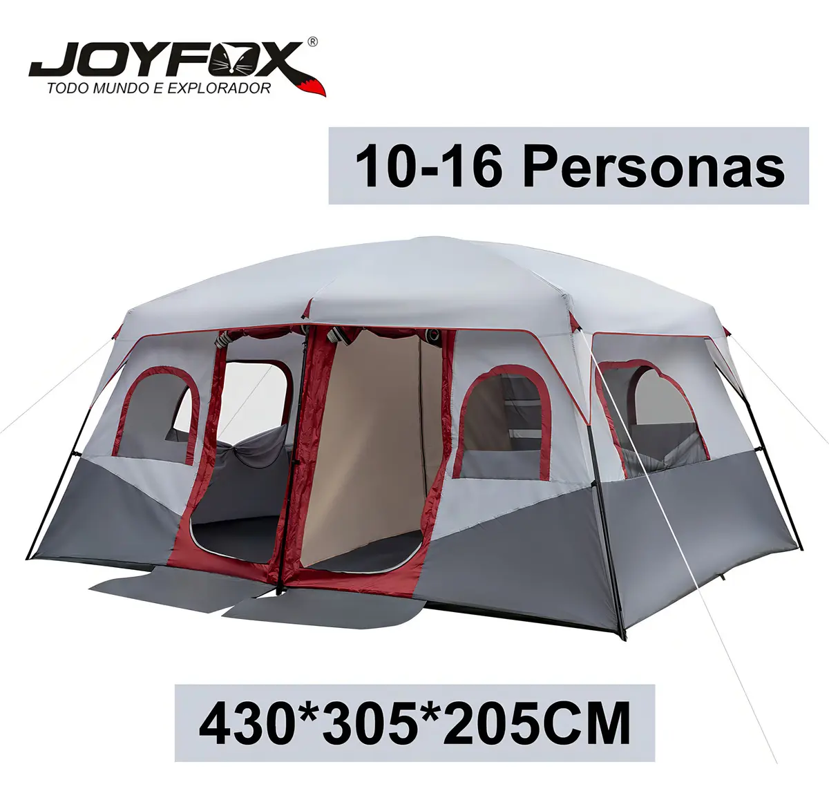 Barraca de Camping Familiar 10 Pessoas Impermeável 1000mm 430x305x205cm Joyfox