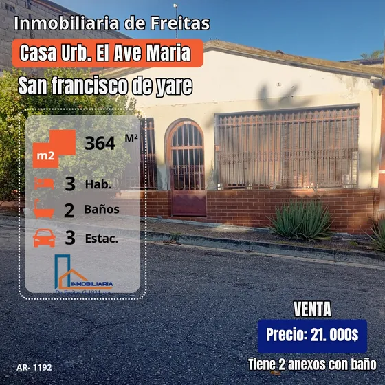 Se Vende Casa En Ela Urbanización El Ave María, San Francisco De Yare.