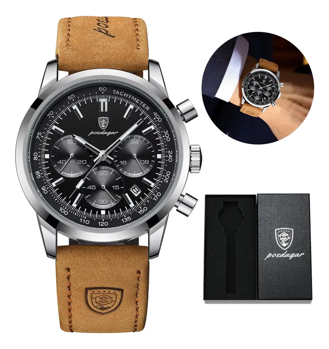 Relógio Masculino Poedagar 921 Original De Luxo Com Caixa