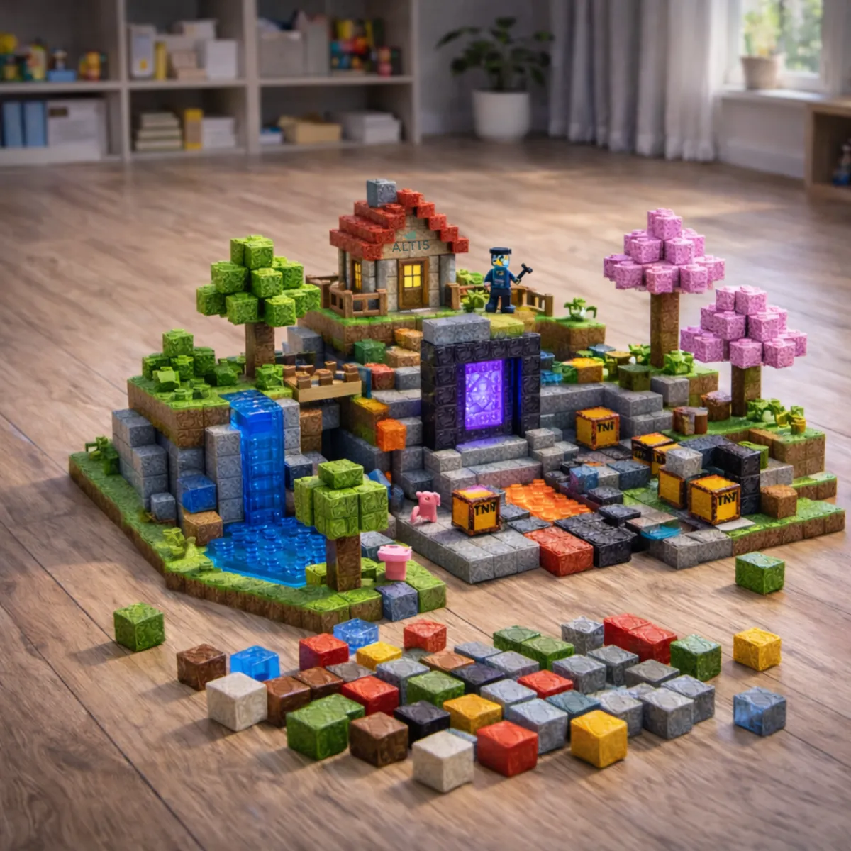 Kit 100 Blocos Magnéticos De Montar Construção Brinquedo