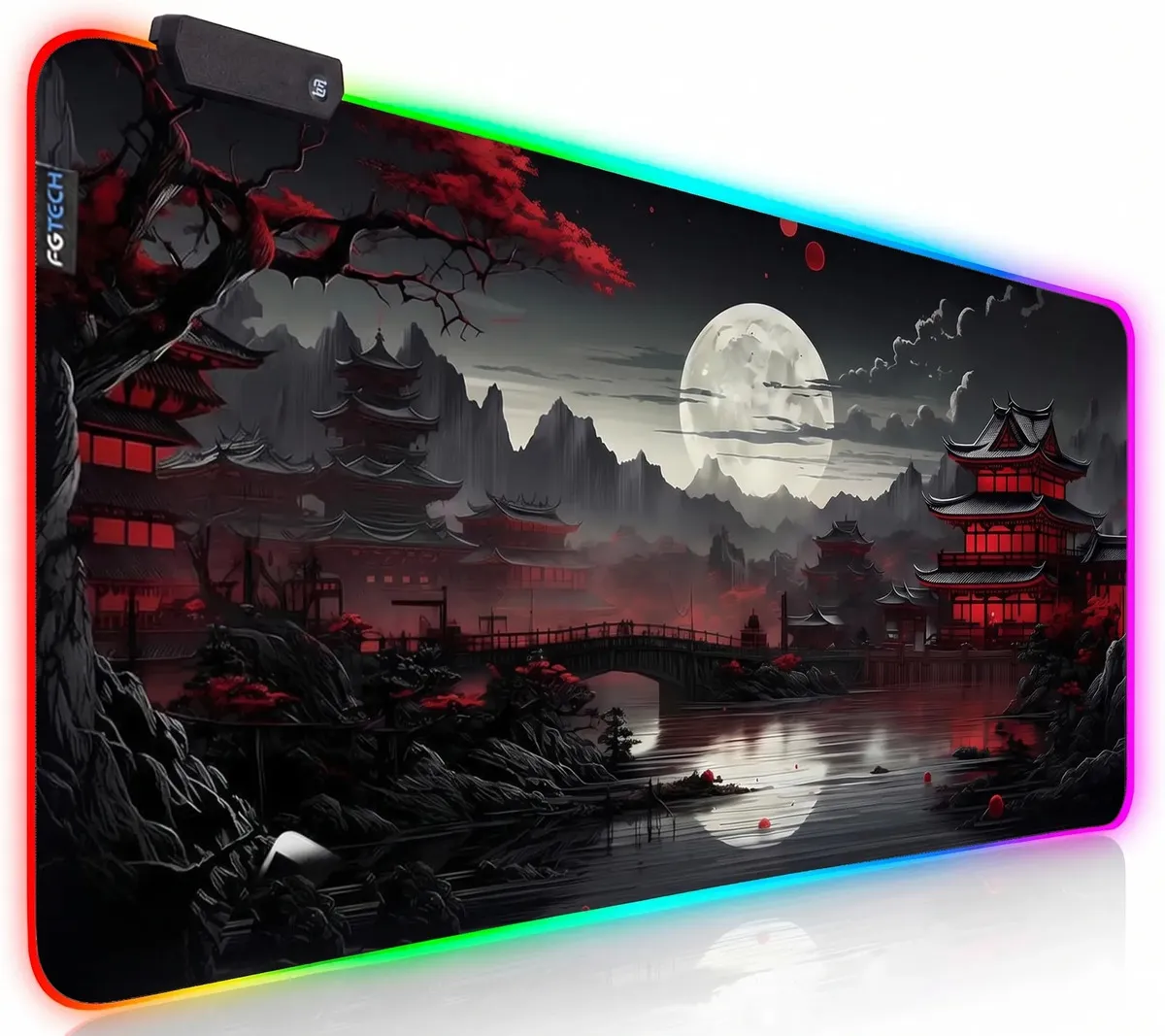 Mouse Pad Gamer 90x40 Rgb Antideslizante Bordes Cosidos Color Oriente