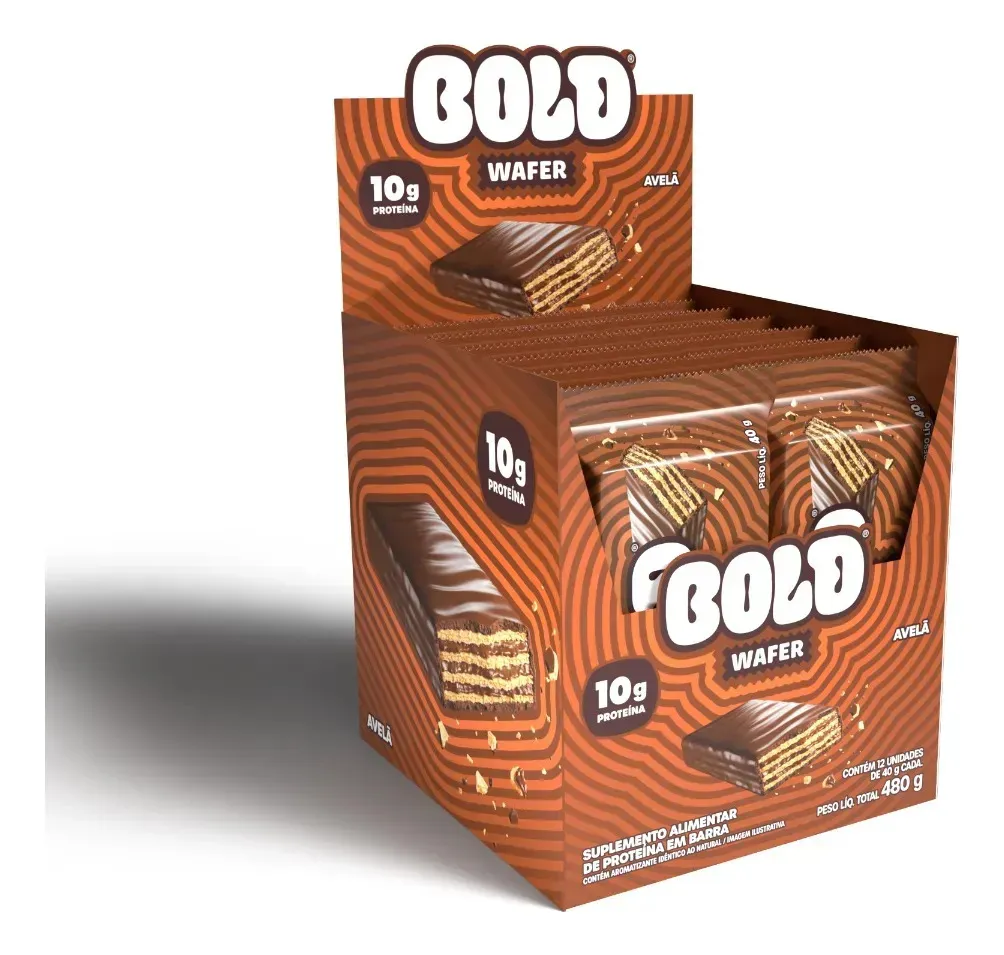 BOLD Wafer Sabor Avelã 10g de Proteína 40g 12 un.