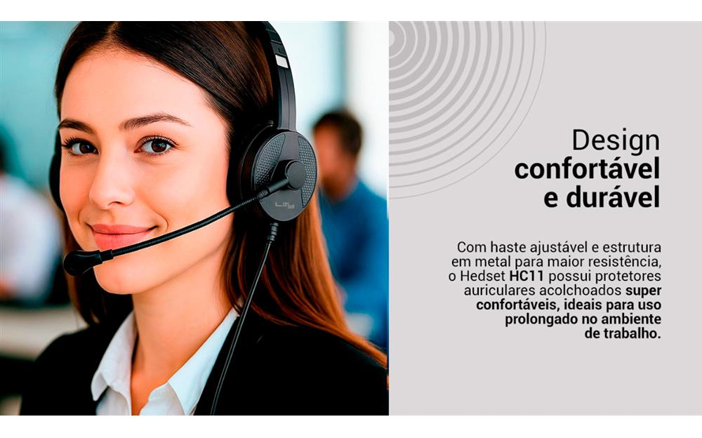 Headset Corporativo Usb Lity Hc11 C/ Mic Anc Preto