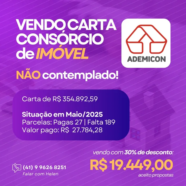 Carta De Consórcio De Imóvel - Não Contemplada - Ademicon