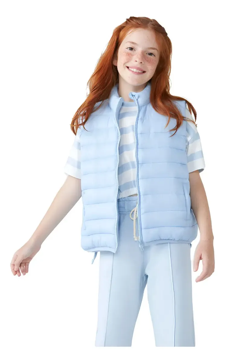 Colete Puffer Infantil Unissex com Bolsos