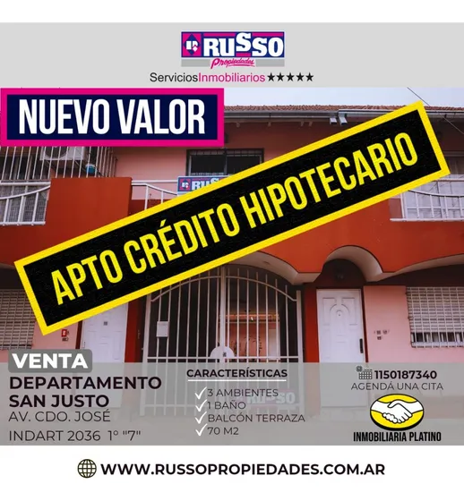 Venta Departamento 3 Ambientes San Justo