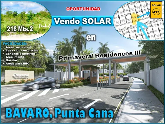 Vendo Solar De 216 Mts.2 En Bavaro, Punta Cana, Dentro De  Primaveral Residence Iii, Complejo De Villas..rebajado