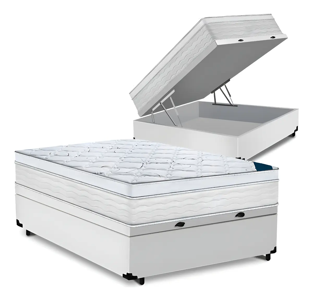 Cama Box Baú Casal + Colchão Toronto Mola Ensacada D33 32cm