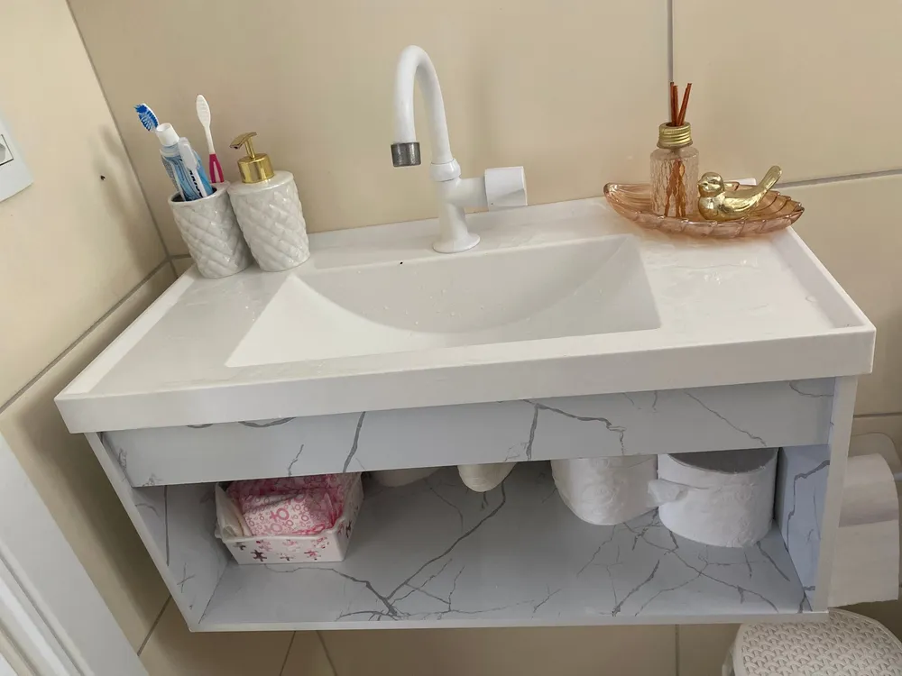 Riverzza Zoff Armário de Banheiro Com Pia Branca E Armário Berlin - Imagem 4