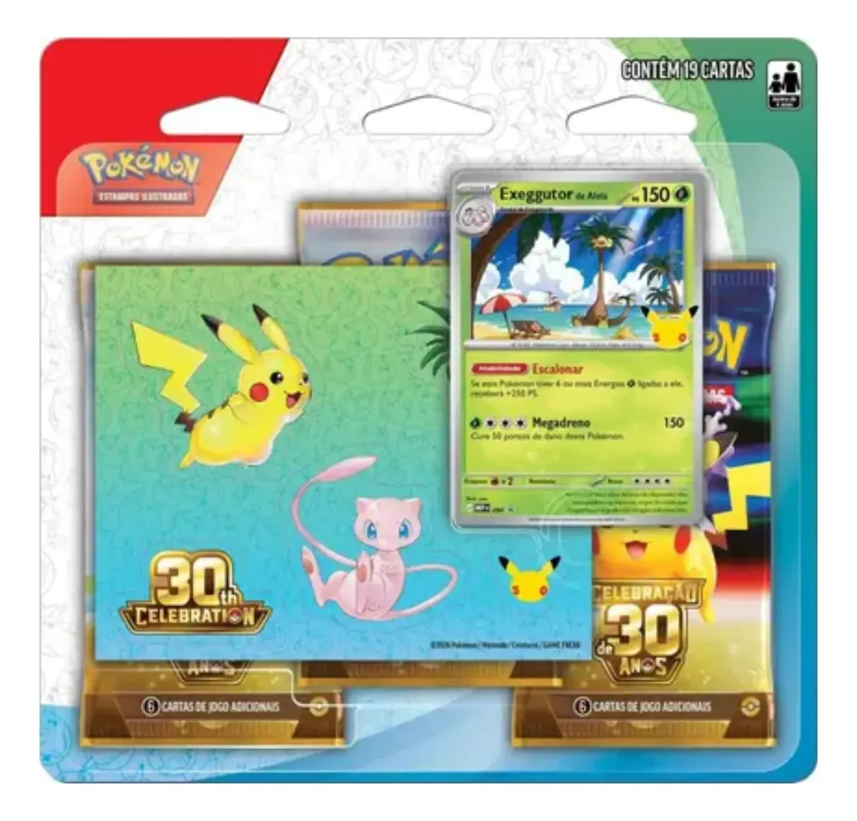 Blister Triplo Pokémon Tcg Adesivos Celebração 30 Anos