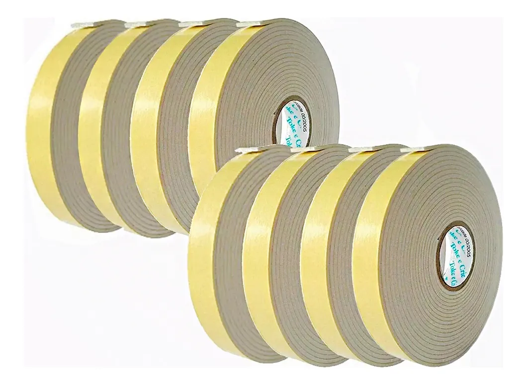 Kit 8 Fitas De Adesivas De Espuma Duplaface 19mm X 5,5m Branco Lisa