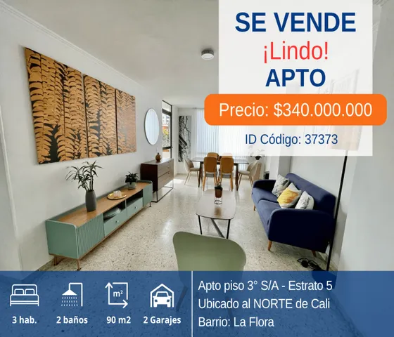 Se Vende Apartamento - Piso 3 S/a - Norte De Cali - Barrio La Flora