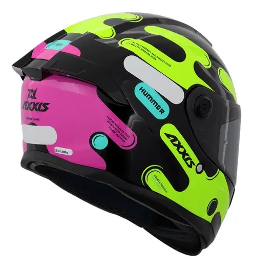 Capacete Moto Fechado Axxis Hummer Liquer B13 Amarelo Rosa — foto 3