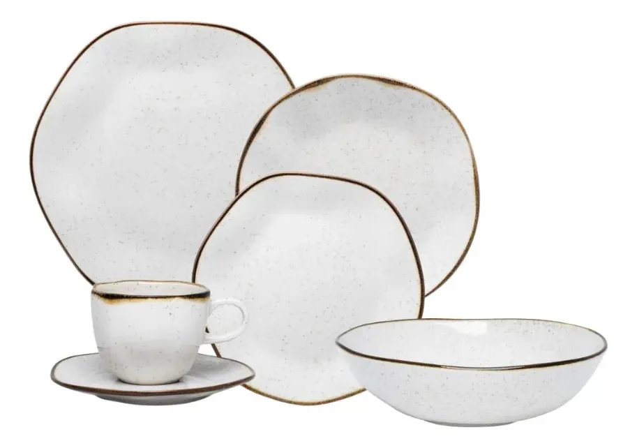 Aparelho De Jantar 20 Peças Ryo Maresia + Saladeira 26cm Off White