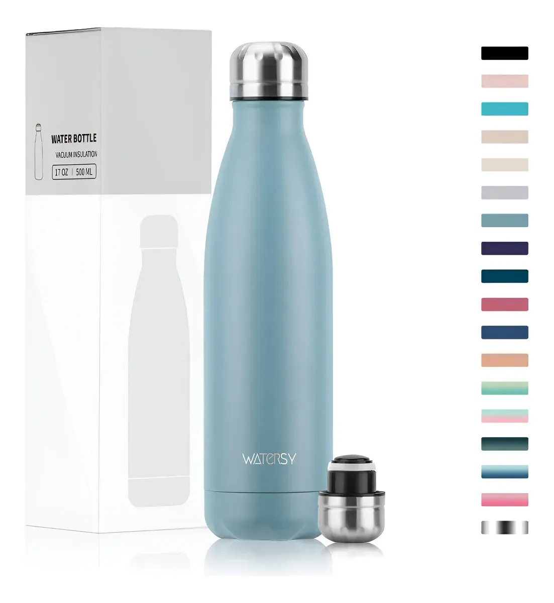 Garrafa Térmica 500ml Aço Inox Portátil Camping Viagem Cafe Azul Haz