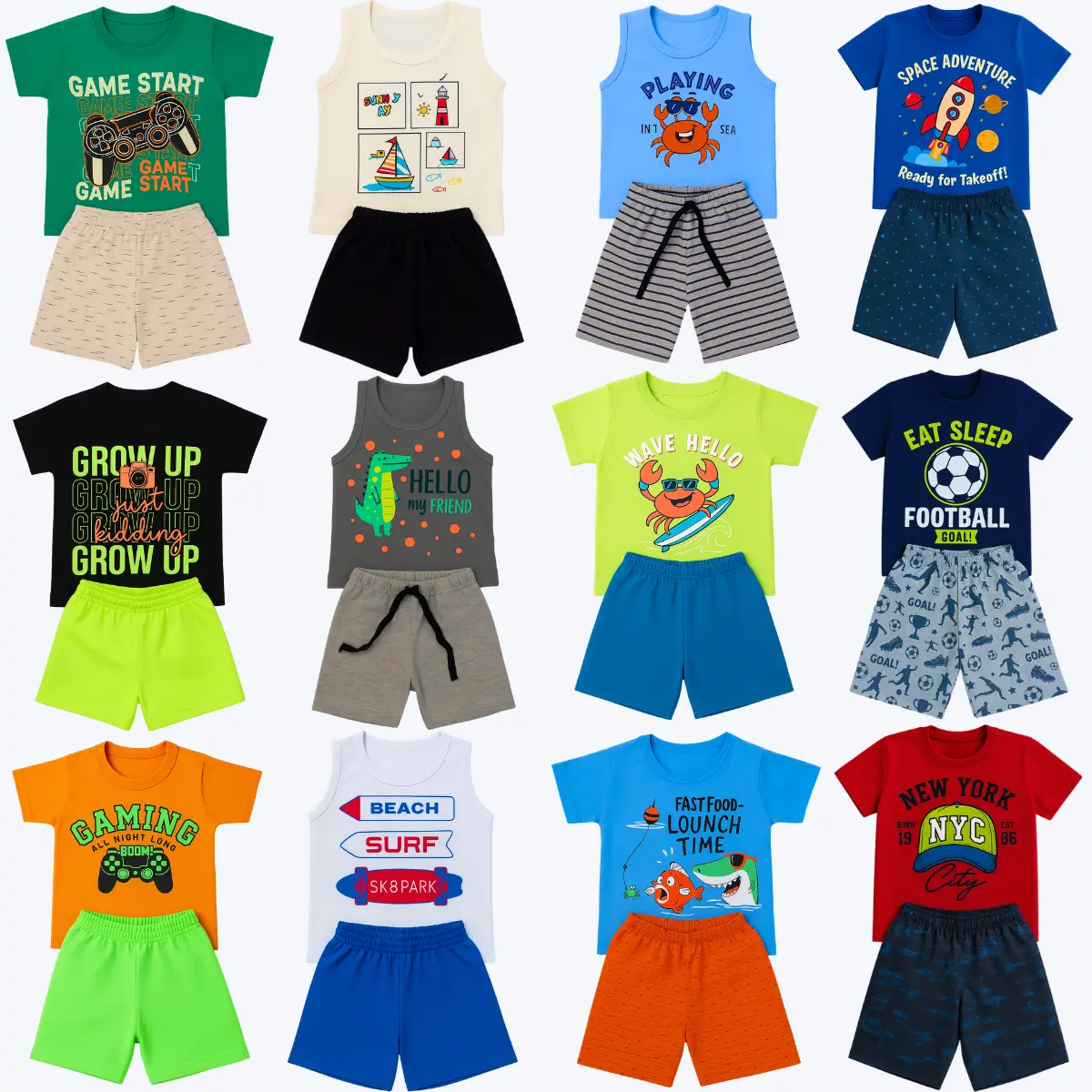 Kit 10 Peças De Roupa Conjunto Infantil Menino Dia A Dia