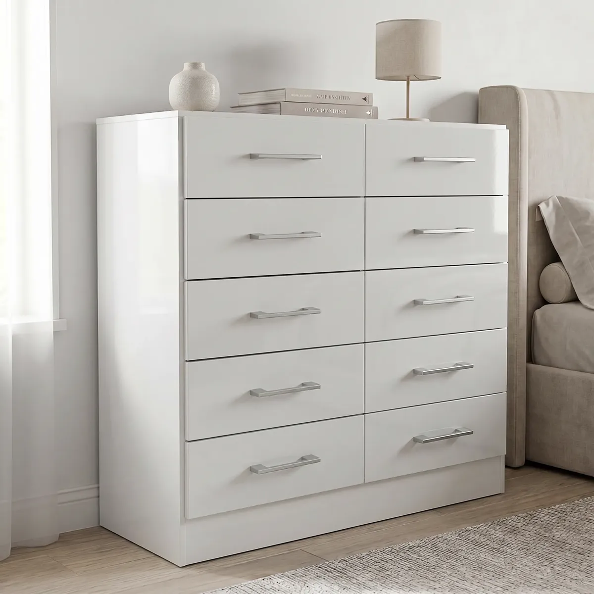 Cômoda 10 Gavetas Moderna Organizadora Para Quarto Branca B