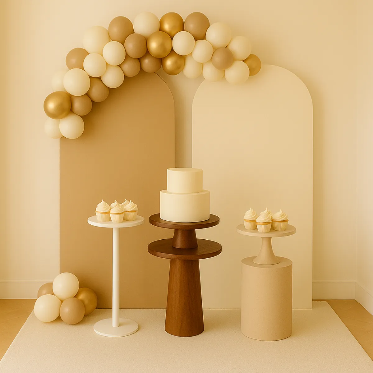 Painel Romano Para Descoração De Festa Infantil Casamento 2m X 1m - Bege/off White