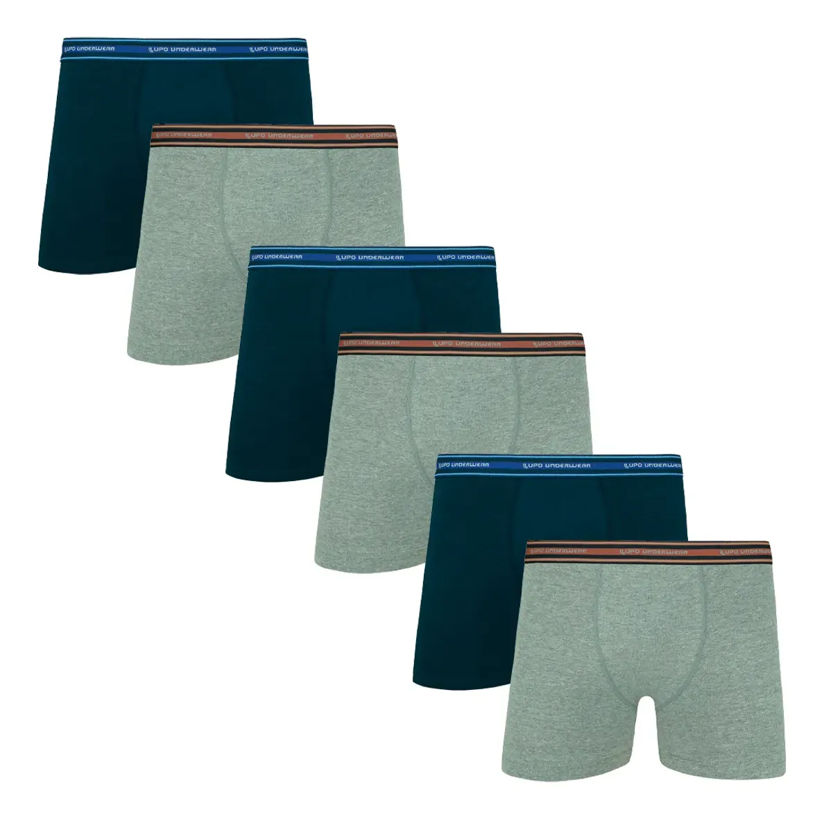 Kit Com 6 Cuecas Boxer Algodão Adulto Lupo