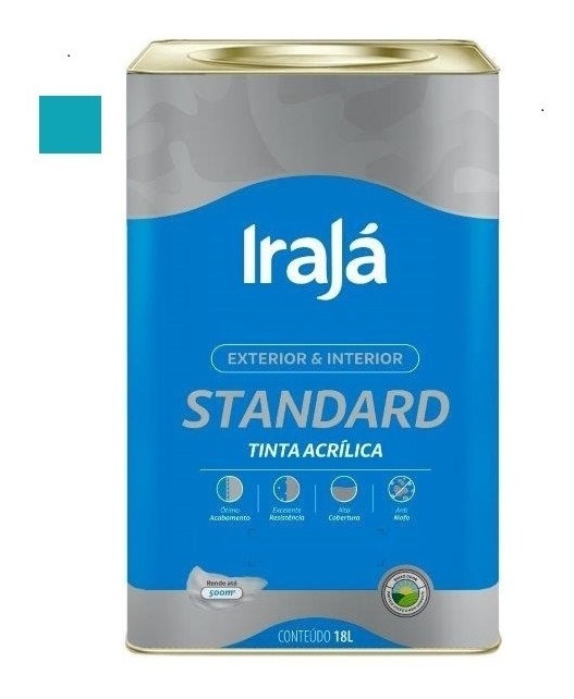 Dimensões Lata De Tinta 18 Litros Tinta Acrílica Standard Irajá 18 Litros - Cor Pavão - Em Até 12x S