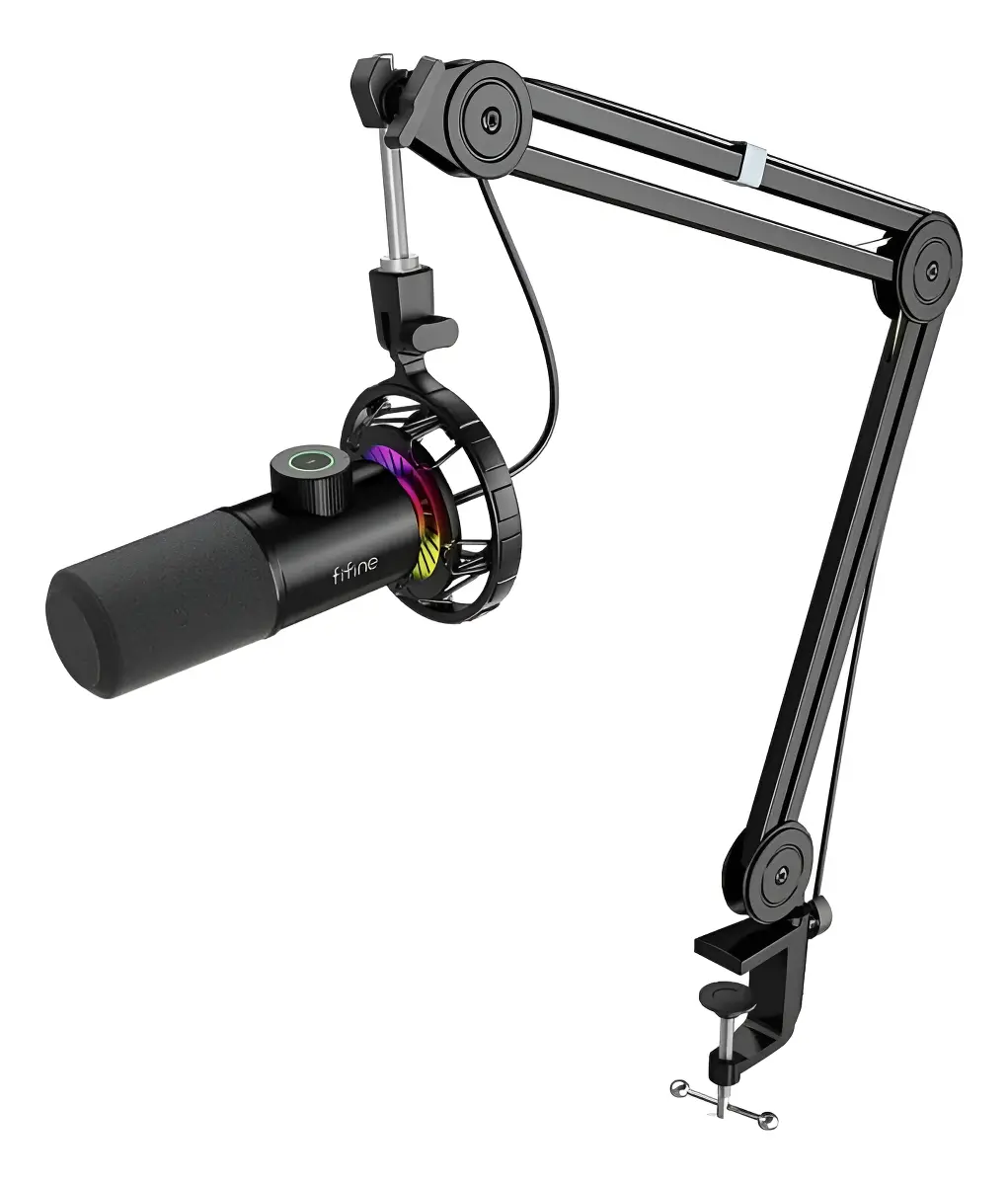 Micrófono Dinámico Fifine K658 RGB USB Cardioide Gaming Podcast Streaming Negro