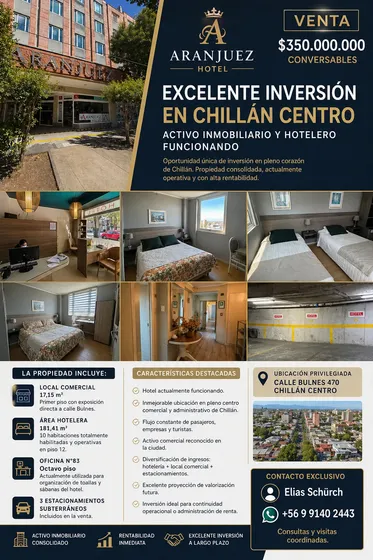 Hotel Arajuez + Local Comercial + 4 Estacionamientos
