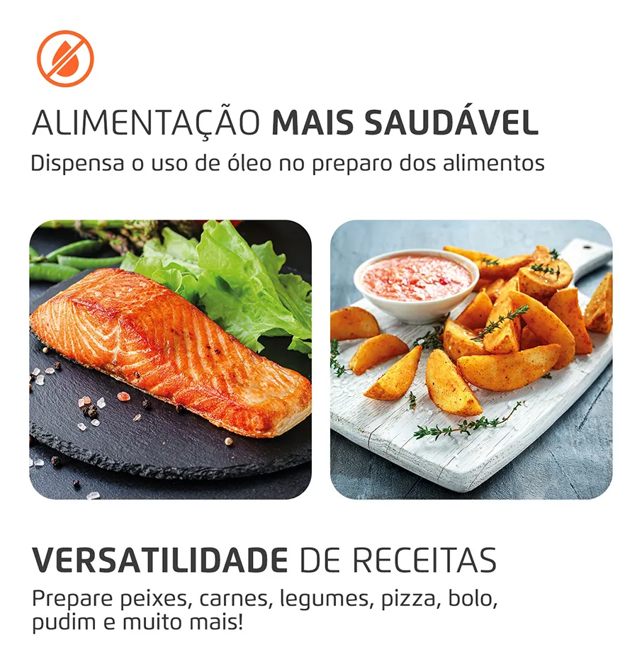 MONDIAL Fritadeira Air Fryer Forno Oven 12L, Preto/Inox, 2000W, 4 Descrição da imagem