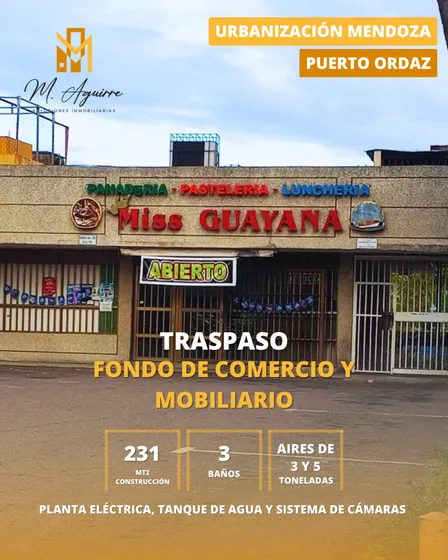 Traspaso Fondo De Comercio Y Mobiliario, Local Urb. Mendoza, Puerto Ordaz