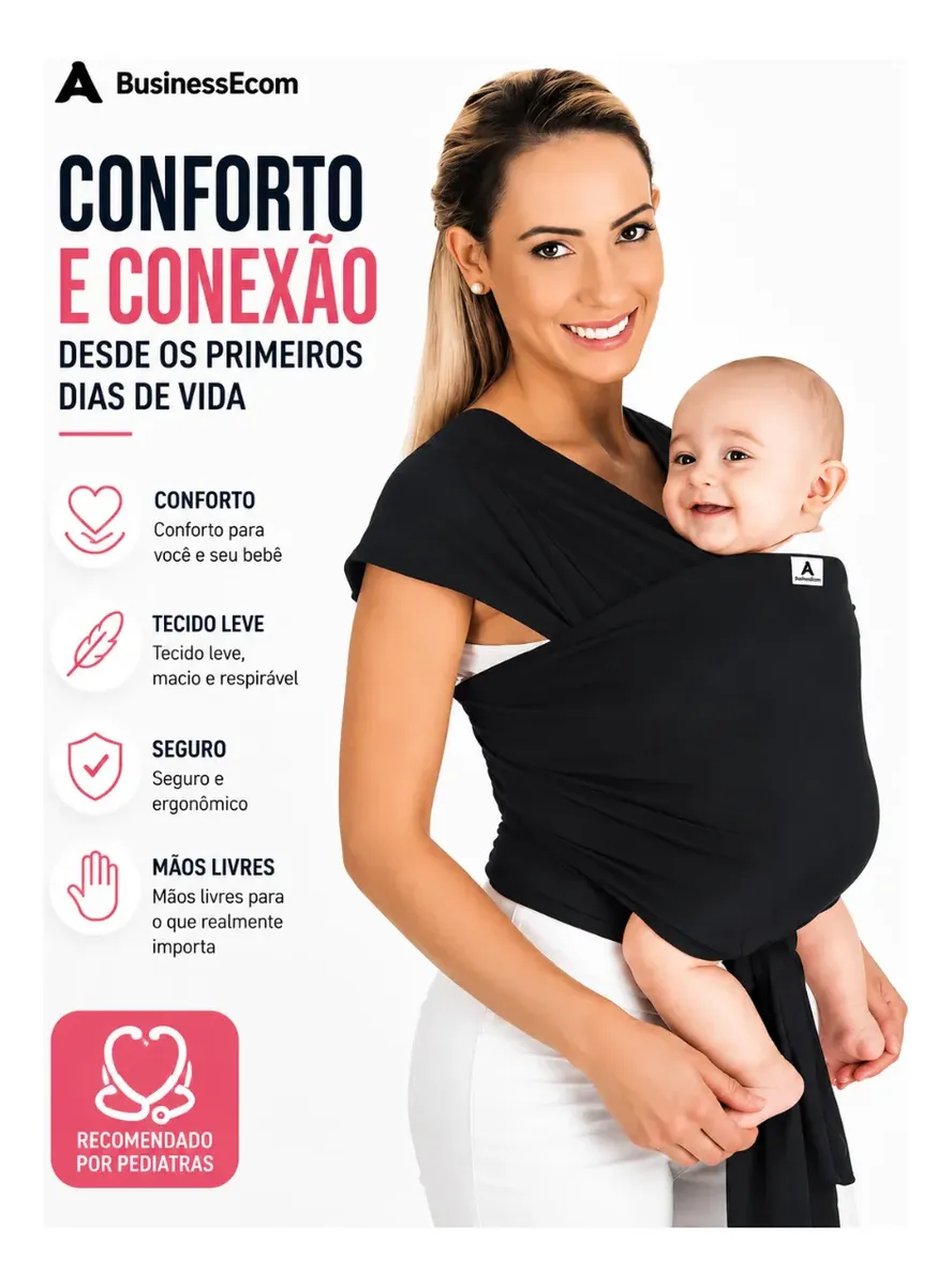 Wrap Sling Canguru Bebê Carregador Carrier Enxoval Passeio