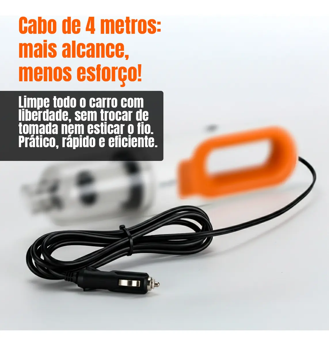 Aspirador De Pó Automotivo Portátil Potente 180w Com Filtro Hepa E Cabo De 4,0m Para Carro Caminhão Caminhonete - foto 6