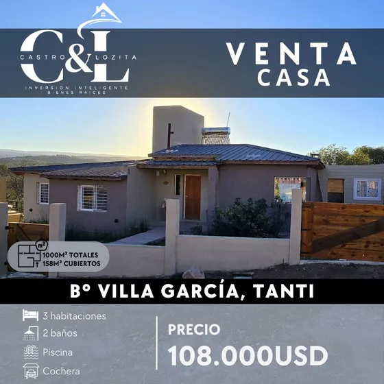 Casa 3 Dor En Terreno De 1.000 Mts² Con Vista A Las Sierras. Villa García Tanti