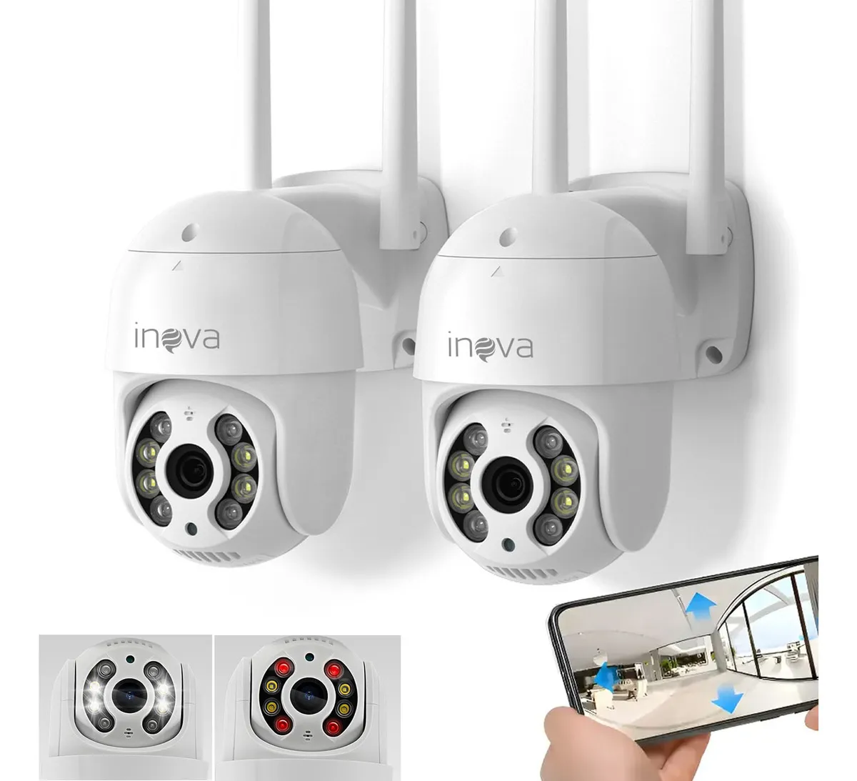 Kit 2 Câmera Segurança Externa Ip Wi-fi Inteligente Com Alarme, 360° Full Hd Ptz Visão Noturna Colorida Rastreamento Humanóide Áudio Bidirecional Ip66 À Prova D'água E À Prova De Poeira Yoosee/ICSEE