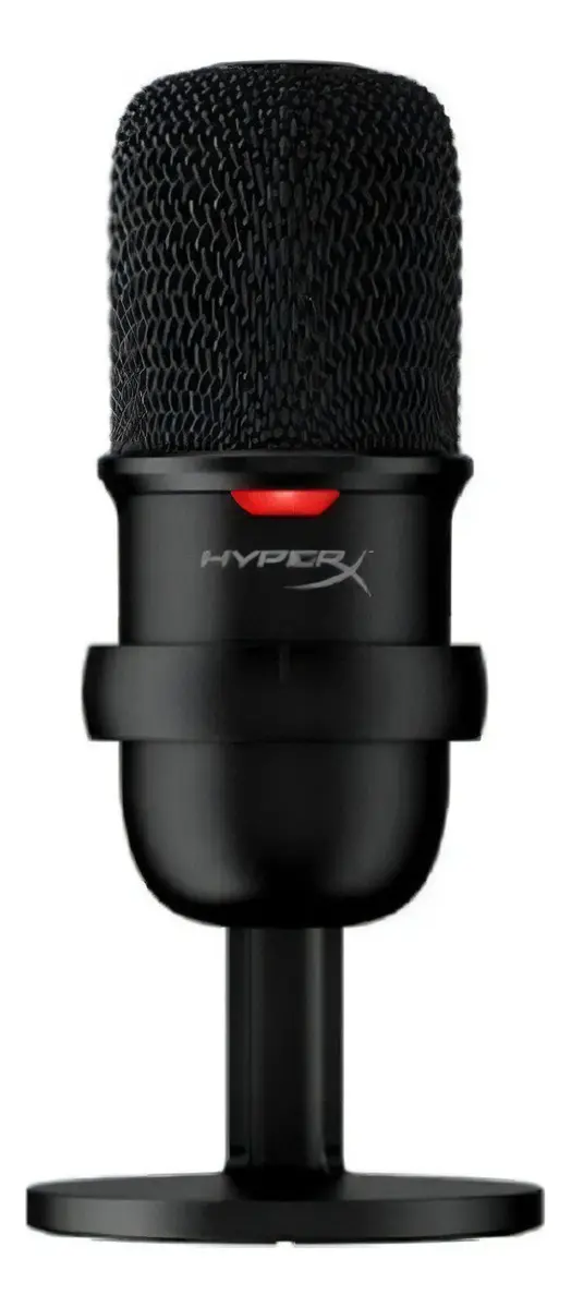 Microfone condensador HyperX SoloCast preto com base flexível