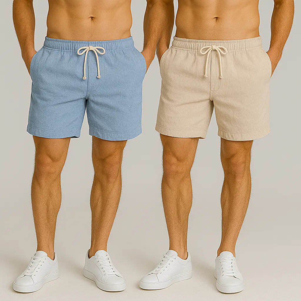 Kit 2 Shorts Linho Masculina Bermuda Estilo Mauricinho Leve
