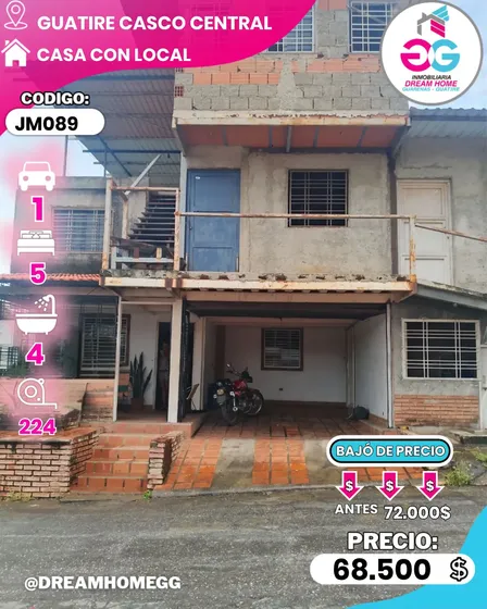 Casa 3 Nivel Casco Central De Guatire Ideal Para Desarrollo Comercial