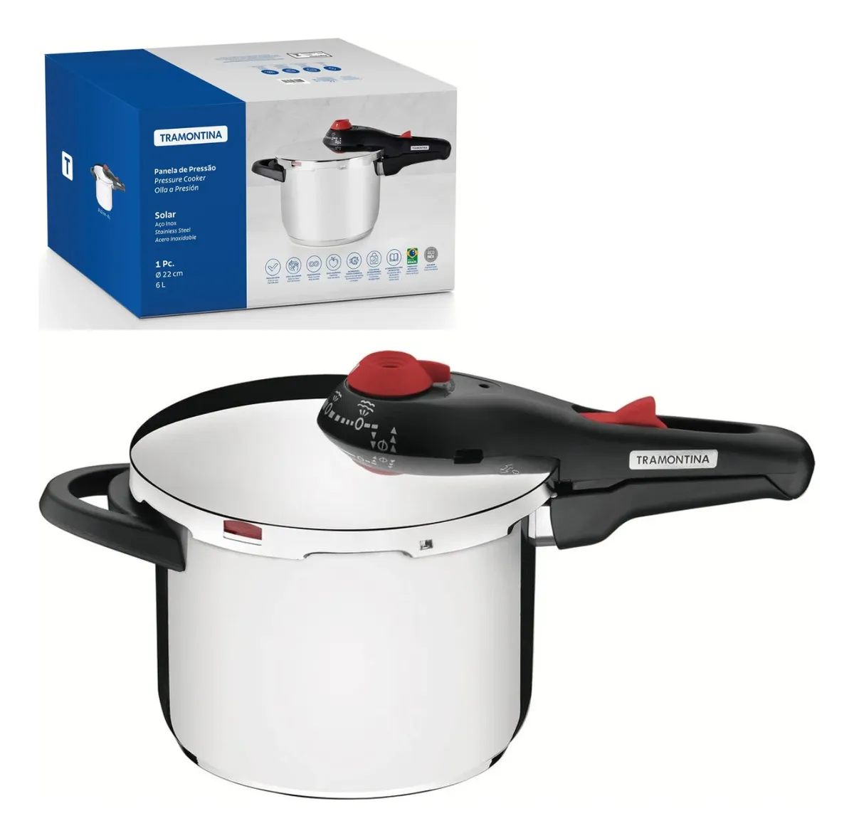 Panela De Pressão Tramontina Solar 6 L Cor Prata