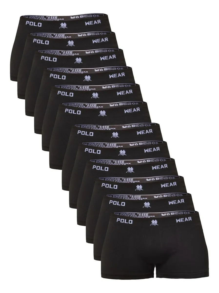 Kit 12 Cuecas Masculina Boxer Microfibra Polo Wear Kit 12 Cuecas Masculina Boxer Microfibra Polo Wear