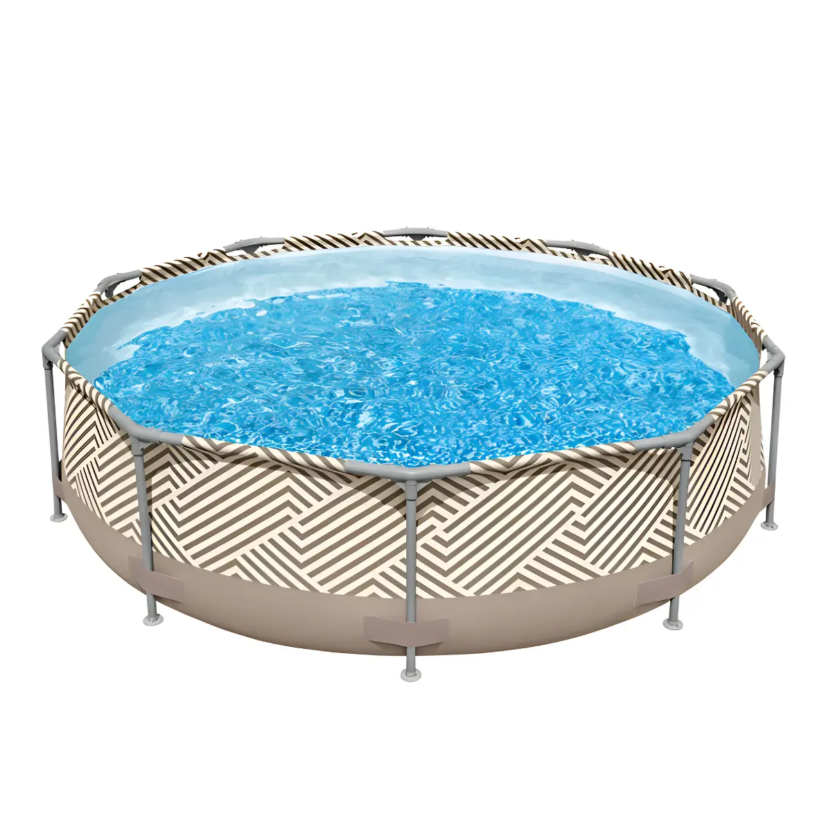 Piscina Mor Circular 5200 Litros Resistente Estruturada Estampa Geométrica Bege