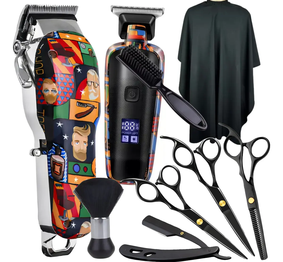 Kit Máquinas De Cortar Cabelo Profissional Com Tesouras E Acessórios Para Barbeiro Jl Eletro
