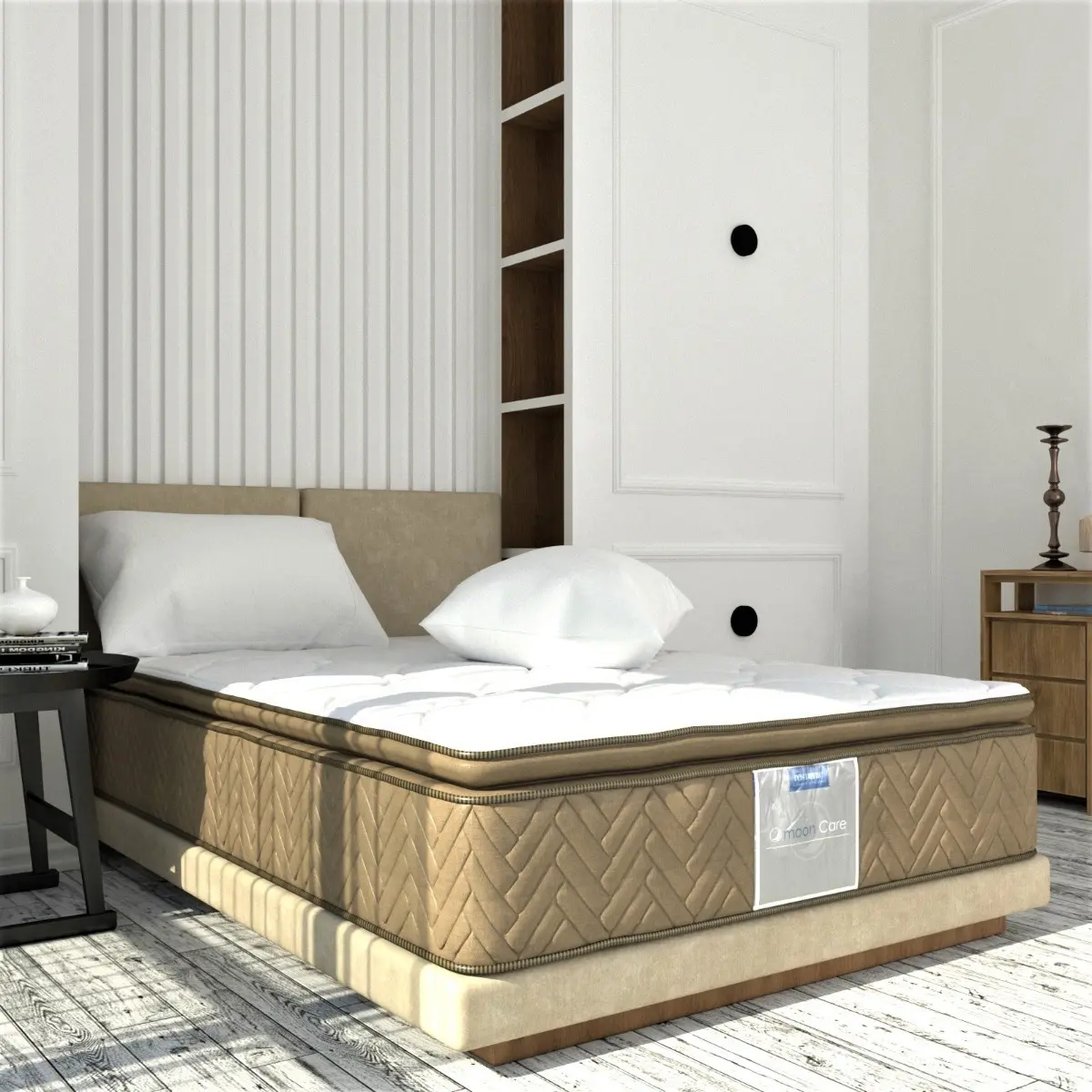 Colchón Restonic Queen Size Leyen + 2 Almohadas Hipoalergénicas Estándar | Ortopédico Sistema Worry