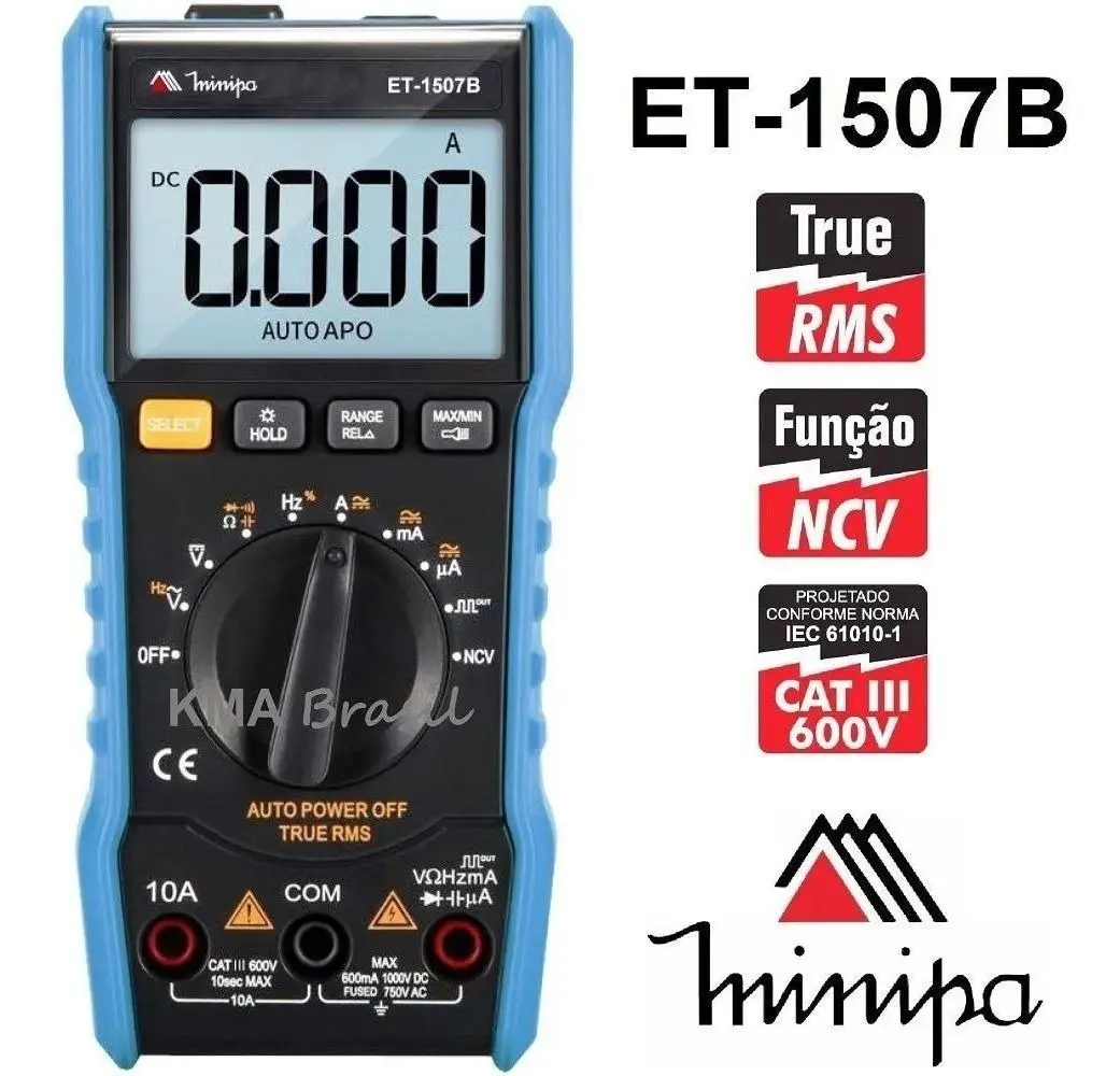 Multimetro Digital Cat Iii True Rms - Et-1507b Minipa