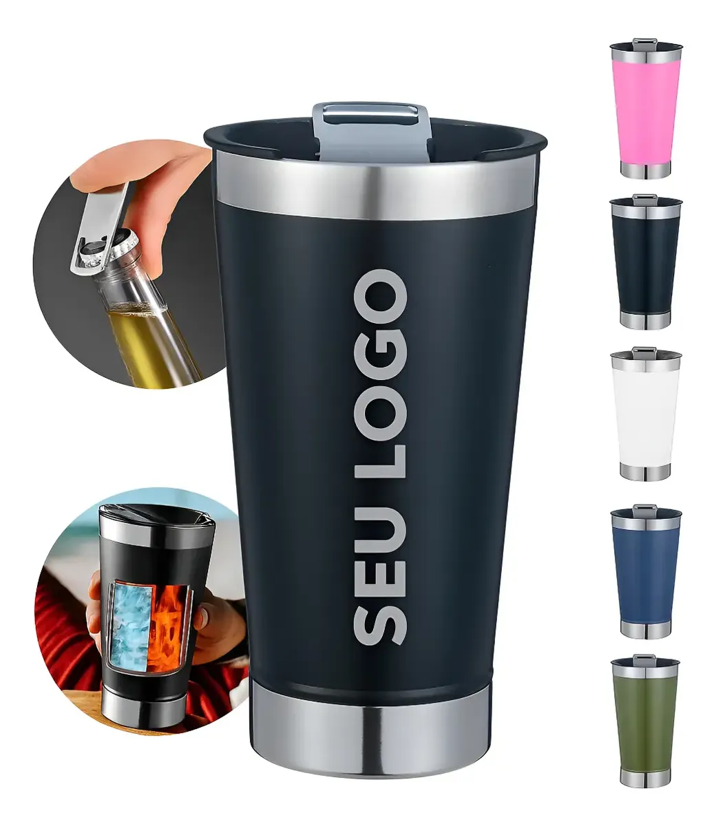 Copo Térmico Personalizado Inox Com Tampa Logo Nome Time