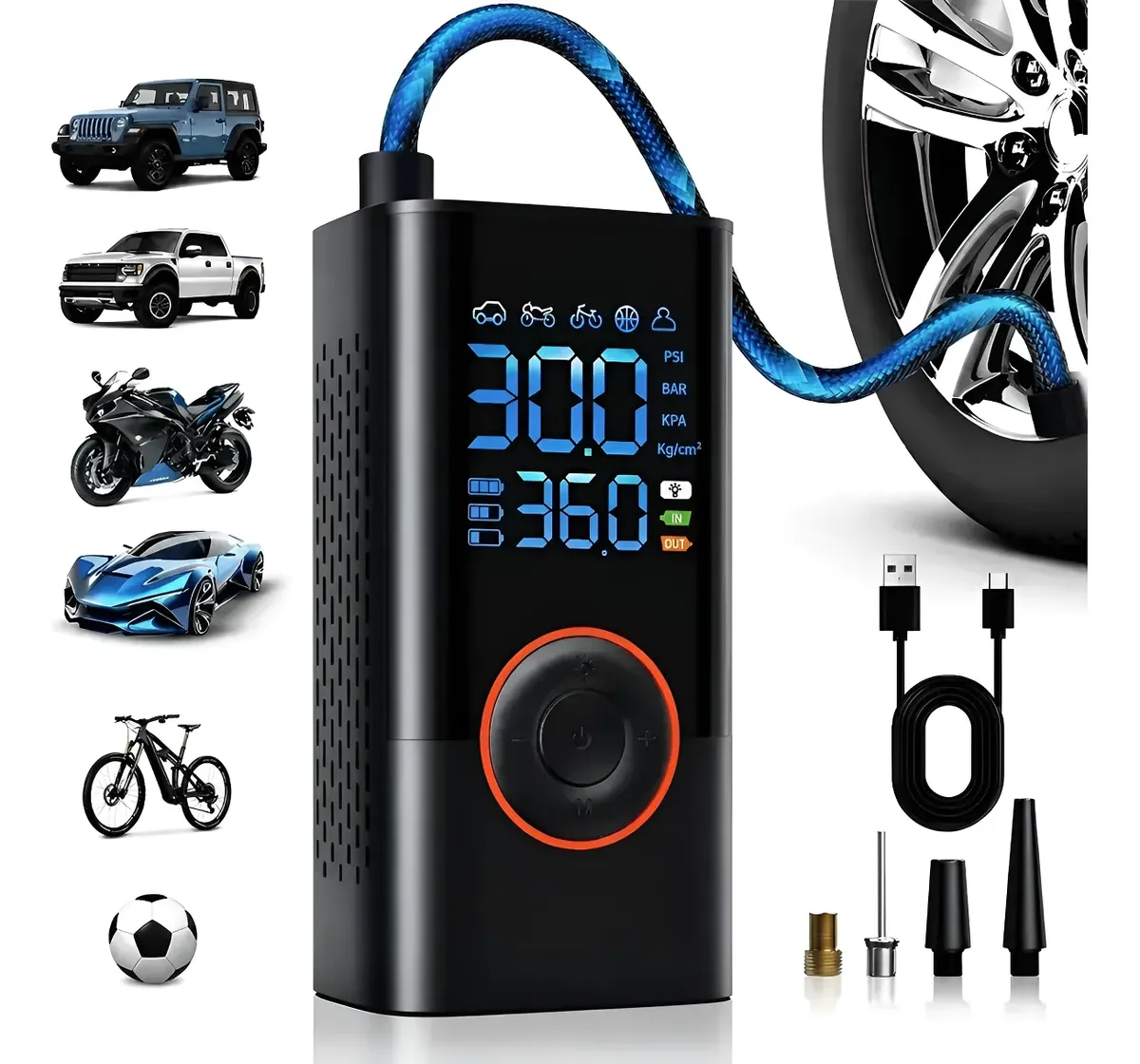 Mini Compressor Ar Calibrador Encher Pneu Portátil Digital