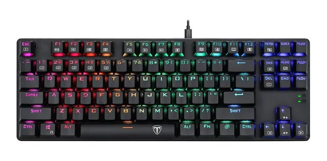 Teclado gamer T-Dagger Bora T-TGK315 QWERTY Outemu MK2 DIY Brown português Brasil cor preto com luz RGB