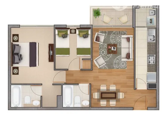 Departamento En Arriendo De 2 Dorm. 2 Baños En La Florida