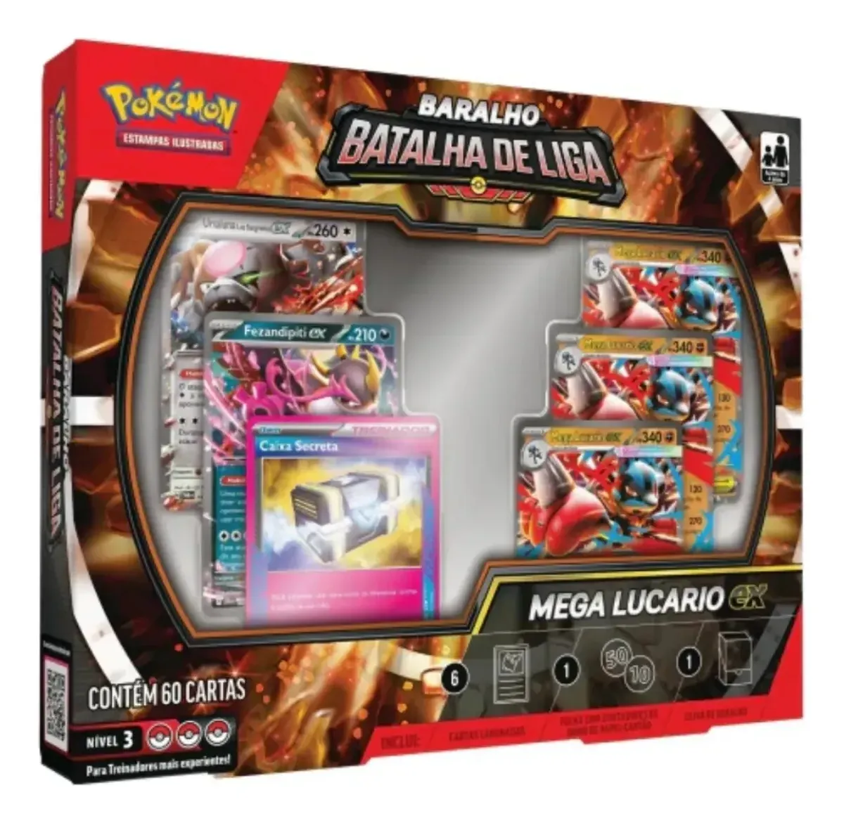 60 Cartas Pokemon Batalha De Liga Mega Lucario Ex Original