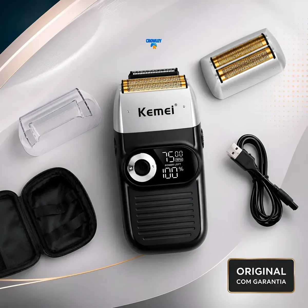 Barbeador Shaver Eletrico Profissional Cabelo Barba Km-2026